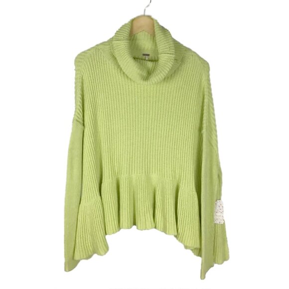 Free People Layer Cake Key Lime Green Turtleneck Knit Sweater - Picture 3 of 10
